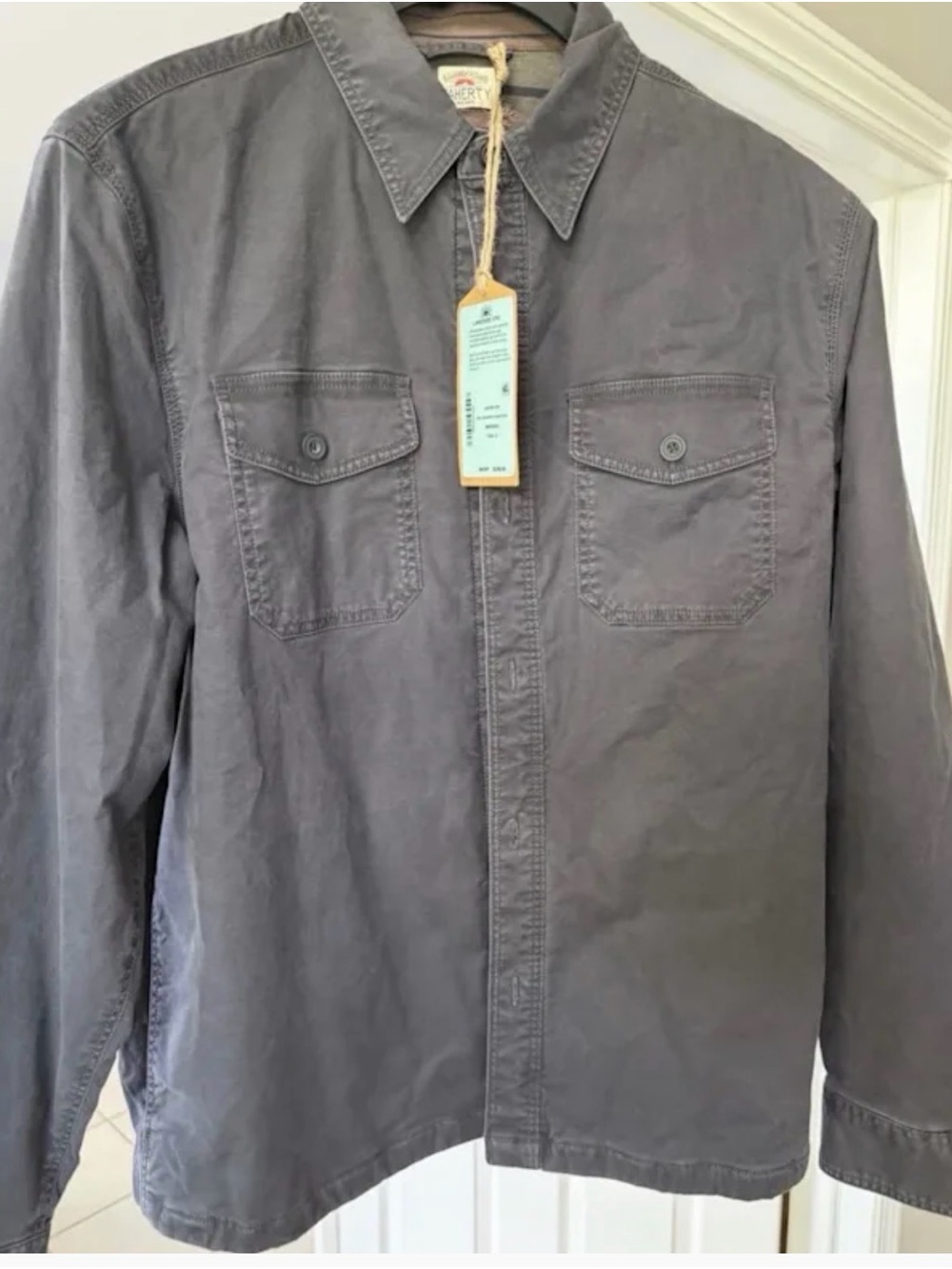 Faherty Men's Lightweight Button-Front Jacket in Charcoal Gray